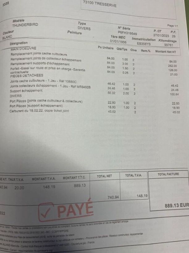 Occasion FORD THUNDERBIRD 1956 Vaucluse 84